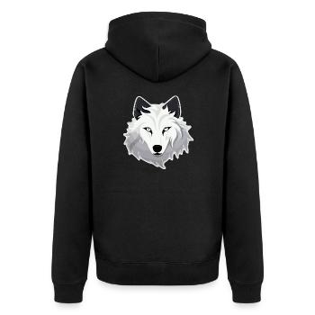 Wolf - Illustration - Unisex Premium Organic Zip Hoodie - black - Back - Nico (187cm)