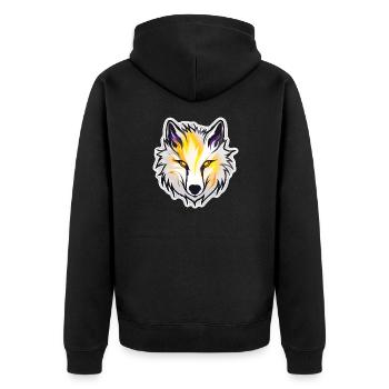 Wolf - Illustration - Unisex Premium Bio Zip Hoodie - Schwarz - Hinten - Nico (187cm)