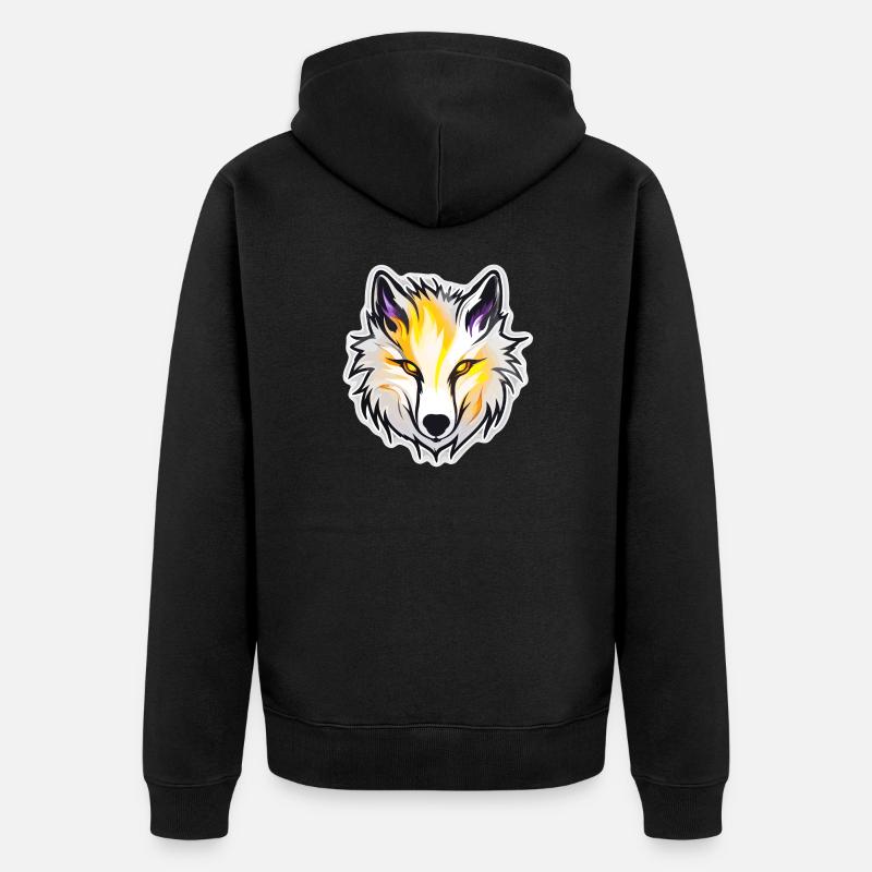 Wolf - Illustration - Unisex Premium Bio Zip Hoodie - Schwarz