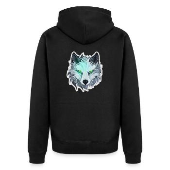 Wolf - Illustration - Unisex Premium Organic Zip Hoodie - black - Back - Nico (187cm)