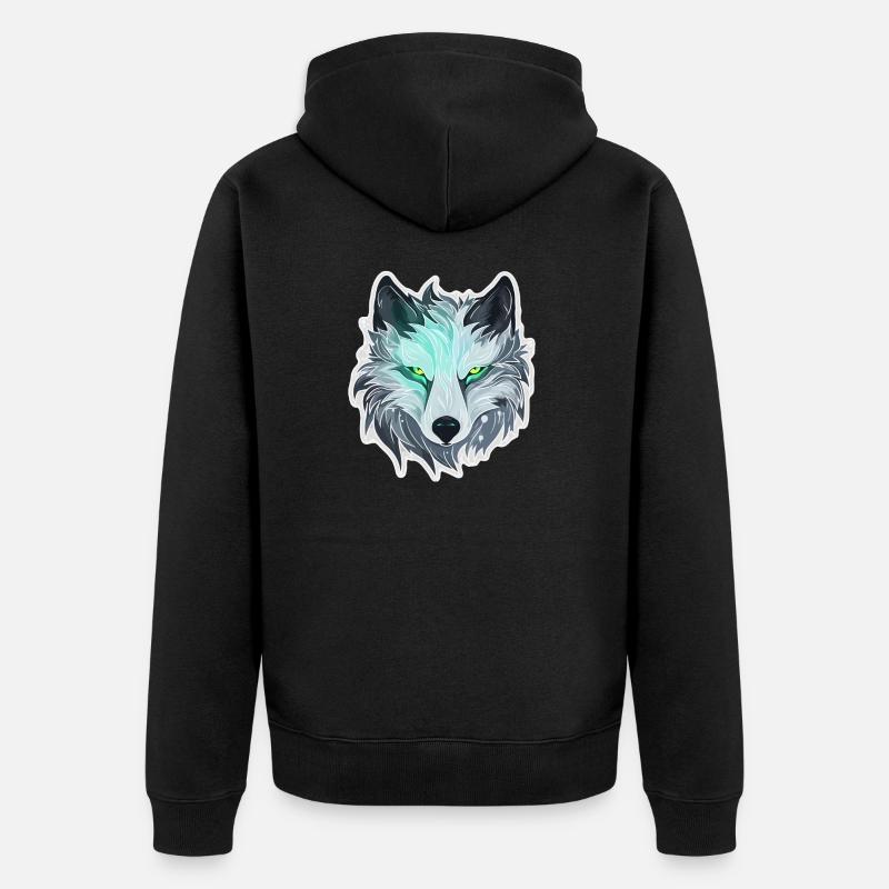 Loup - Illustration - Veste à capuche bio Premium Unisexe - noir