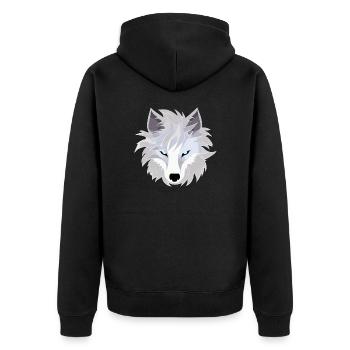 Wolf - Illustration - Unisex Premium Bio Zip Hoodie - Schwarz - Hinten - Nico (187cm)