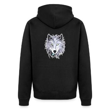 Wolf - Illustration - Unisex Premium Organic Zip Hoodie - black - Back - Nico (187cm)