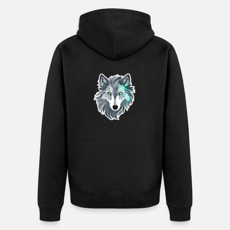 Loup - Illustration - Veste à capuche bio Premium Unisexe - noir
