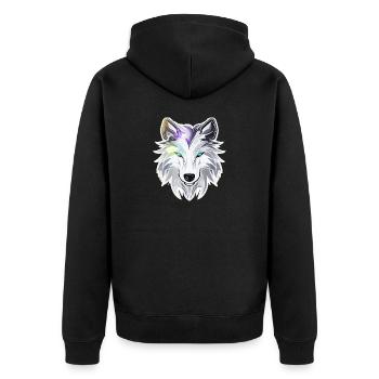 Wolf - Illustration - Unisex Premium Organic Zip Hoodie - black - Back - Nico (187cm)