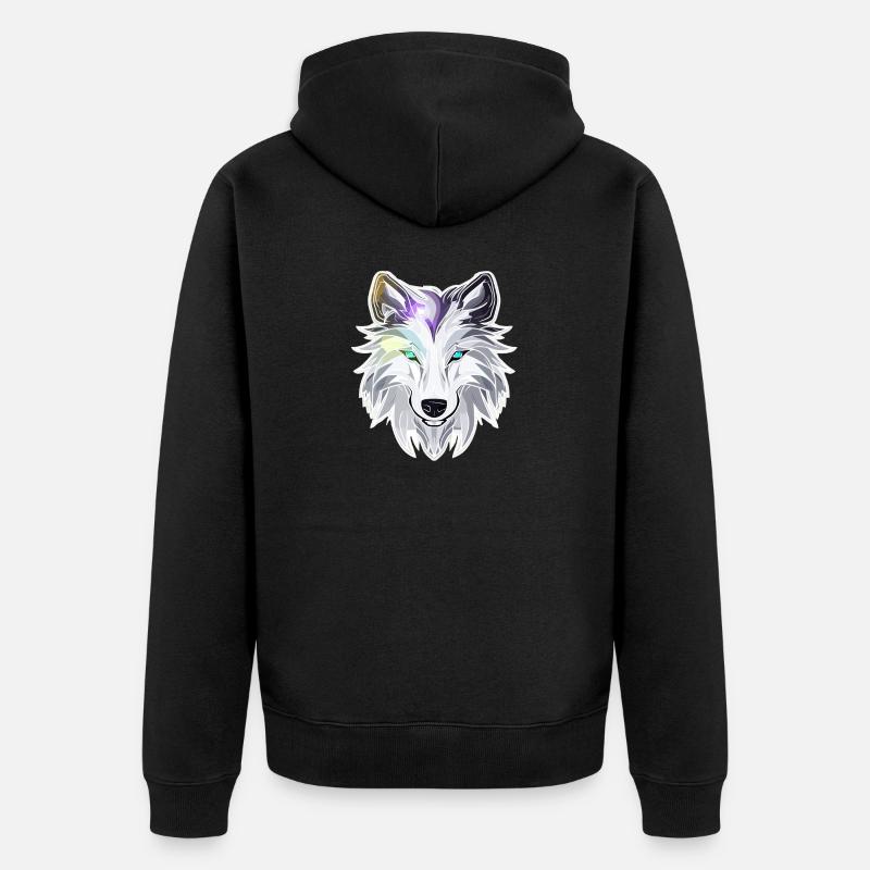 Loup - Illustration - Veste à capuche bio Premium Unisexe - noir