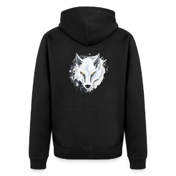 Wolf - Illustration - Unisex Premium Bio Zip Hoodie - Schwarz - Hinten - Nico (187cm)