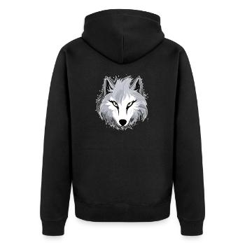 Wolf - Illustration - Unisex Premium Organic Zip Hoodie - black - Back - Nico (187cm)