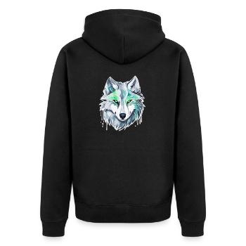 Loup - Illustration - Veste à capuche bio Premium Unisexe - noir - Dos - Nico (187cm)