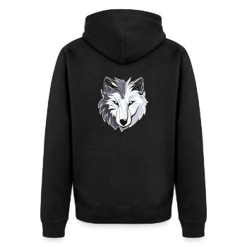 Wolf - Illustration - Unisex Premium Bio Zip Hoodie - Schwarz - Hinten - Nico (187cm)