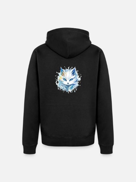 Cat - illustration - Unisex Premium Organic Zip Hoodie - black