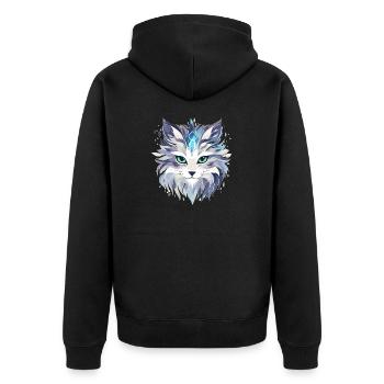 Katze - Illustration - Unisex Premium Bio Zip Hoodie - Schwarz - Hinten - Nico (187cm)