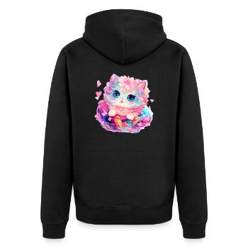 Chat - illustration - Veste à capuche bio Premium Unisexe - noir - Dos - Nico (187cm)