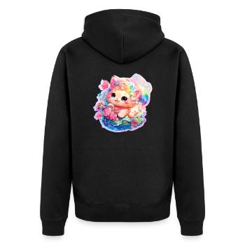 Chat - illustration - Veste à capuche bio Premium Unisexe - noir - Dos - Nico (187cm)