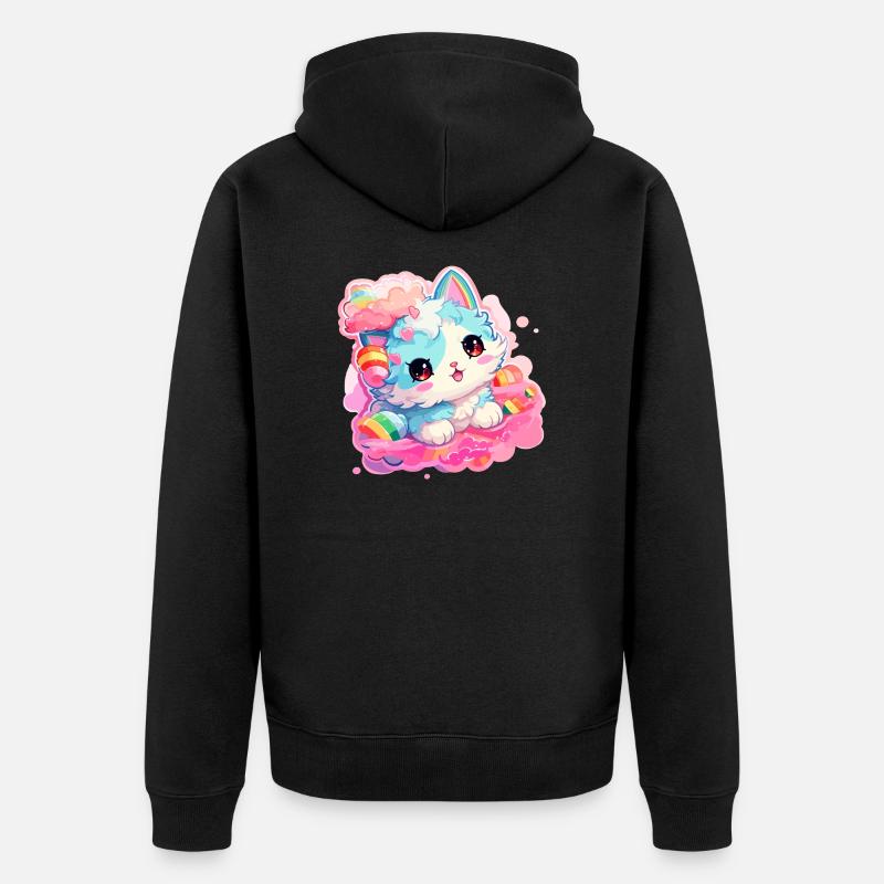 Chat - illustration - Veste à capuche bio Premium Unisexe - noir