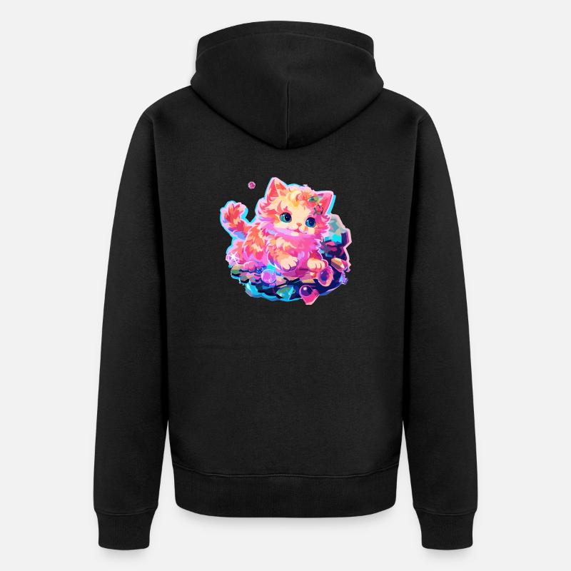 Chat - illustration - Veste à capuche bio Premium Unisexe - noir