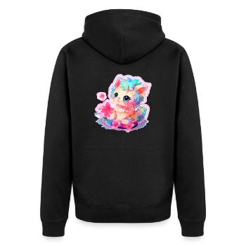 Katze - Illustration - Unisex Premium Bio Zip Hoodie - Schwarz - Hinten - Nico (187cm)
