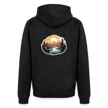 Paysage - Illustration - Veste à capuche bio Premium Unisexe - noir - Dos - Nico (187cm)