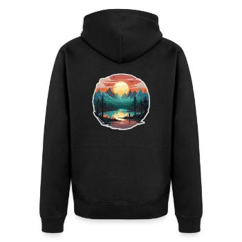 Paysage - Illustration - Veste à capuche bio Premium Unisexe - noir - Dos - Nico (187cm)