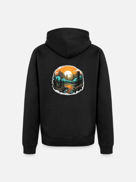 Landschaft - Illustration - Unisex Premium Bio Zip Hoodie - Schwarz