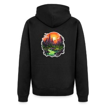 Paysage - Illustration - Veste à capuche bio Premium Unisexe - noir - Dos - Nico (187cm)