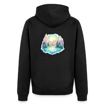 Paysage - Illustration - Veste à capuche bio Premium Unisexe - noir - Dos - Nico (187cm)