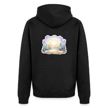 Paysage - Illustration - Veste à capuche bio Premium Unisexe - noir - Dos - Nico (187cm)