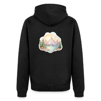 Paysage - Illustration - Veste à capuche bio Premium Unisexe - noir - Dos - Nico (187cm)