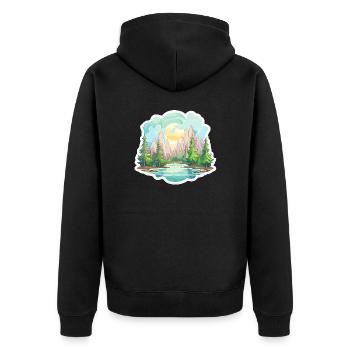 Paysage - Illustration - Veste à capuche bio Premium Unisexe - noir - Dos - Nico (187cm)