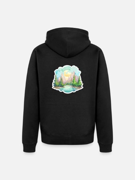 Landscape - Illustration - Unisex Premium Organic Zip Hoodie - black