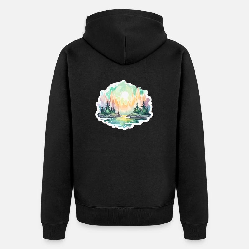 Paysage - Illustration - Veste à capuche bio Premium Unisexe - noir