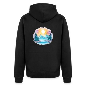 Paysage - Illustration - Veste à capuche bio Premium Unisexe - noir - Dos - Nico (187cm)