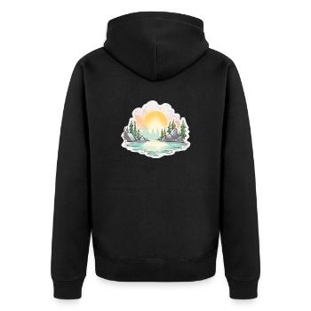 Paysage - Illustration - Veste à capuche bio Premium Unisexe - noir - Dos - Nico (187cm)
