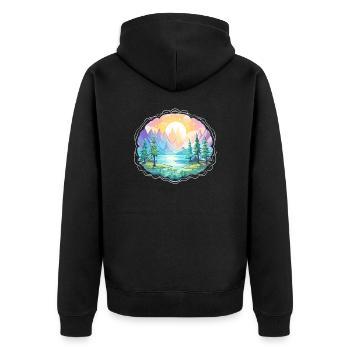 Paysage - Illustration - Veste à capuche bio Premium Unisexe - noir - Dos - Nico (187cm)