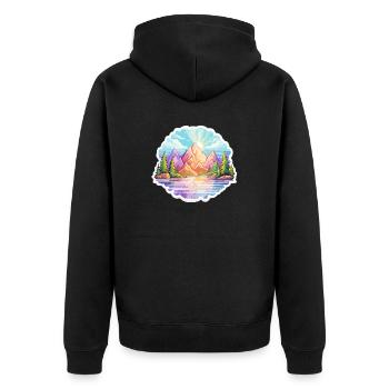 Paysage - Illustration - Veste à capuche bio Premium Unisexe - noir - Dos - Nico (187cm)