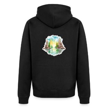 Paysage - Illustration - Veste à capuche bio Premium Unisexe - noir - Dos - Nico (187cm)