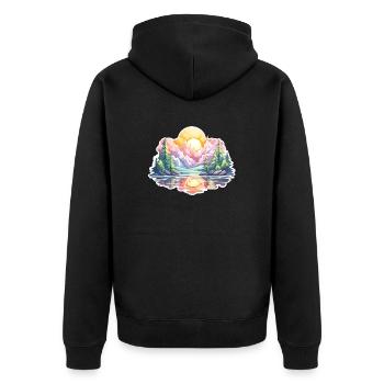 Paysage - Illustration - Veste à capuche bio Premium Unisexe - noir - Dos - Nico (187cm)