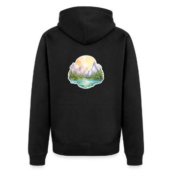 Paysage - Illustration - Veste à capuche bio Premium Unisexe - noir - Dos - Nico (187cm)