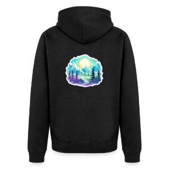 Paysage - Illustration - Veste à capuche bio Premium Unisexe - noir - Dos - Nico (187cm)