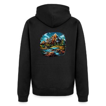 Paysage - Illustration - Veste à capuche bio Premium Unisexe - noir - Dos - Nico (187cm)