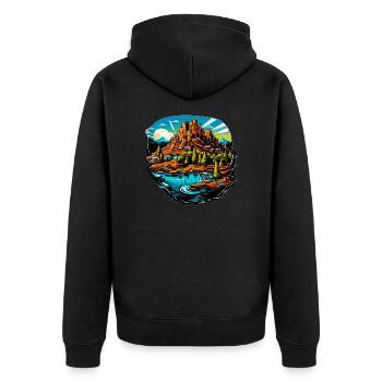 Paysage - Illustration - Veste à capuche bio Premium Unisexe - noir - Dos - Nico (187cm)