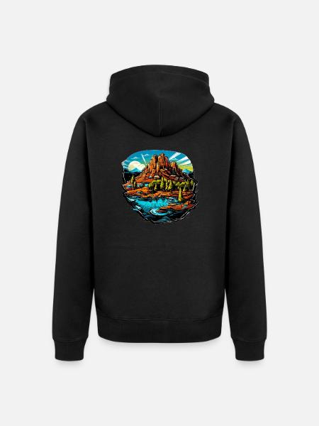Landschaft - Illustration - Unisex Premium Bio Zip Hoodie - Schwarz