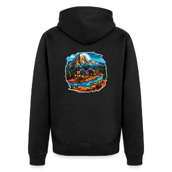 Paysage - Illustration - Veste à capuche bio Premium Unisexe - noir - Dos - Nico (187cm)