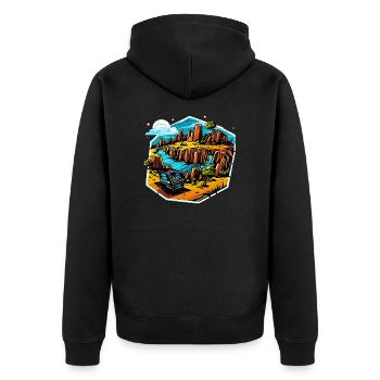 Paysage - Illustration - Veste à capuche bio Premium Unisexe - noir - Dos - Nico (187cm)
