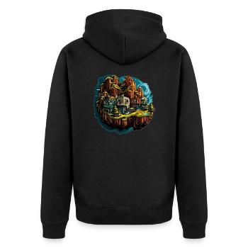 Paysage - Illustration - Veste à capuche bio Premium Unisexe - noir - Dos - Nico (187cm)