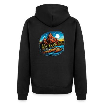 Paysage - Illustration - Veste à capuche bio Premium Unisexe - noir - Dos - Nico (187cm)