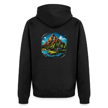 Paysage - Illustration - Veste à capuche bio Premium Unisexe - noir - Dos - Nico (187cm)