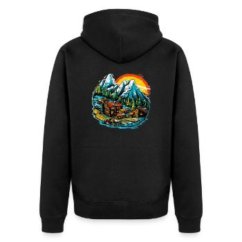 Paysage - Illustration - Veste à capuche bio Premium Unisexe - noir - Dos - Nico (187cm)