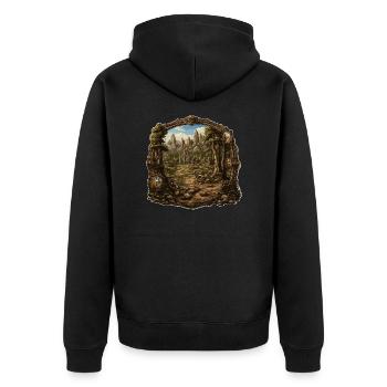 Paysage - Illustration - Veste à capuche bio Premium Unisexe - noir - Dos - Nico (187cm)