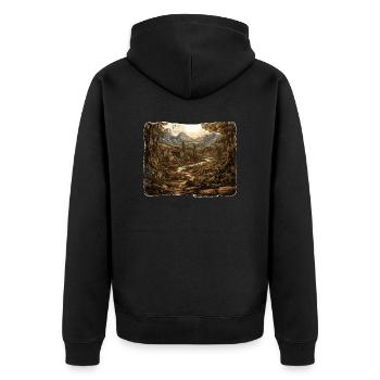 Paysage - Illustration - Veste à capuche bio Premium Unisexe - noir - Dos - Nico (187cm)